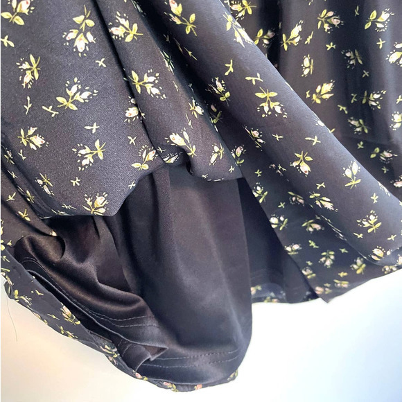 Shein Floral Print Smocked Waist Mini Dress | Black Size M - Picture 3 of 6